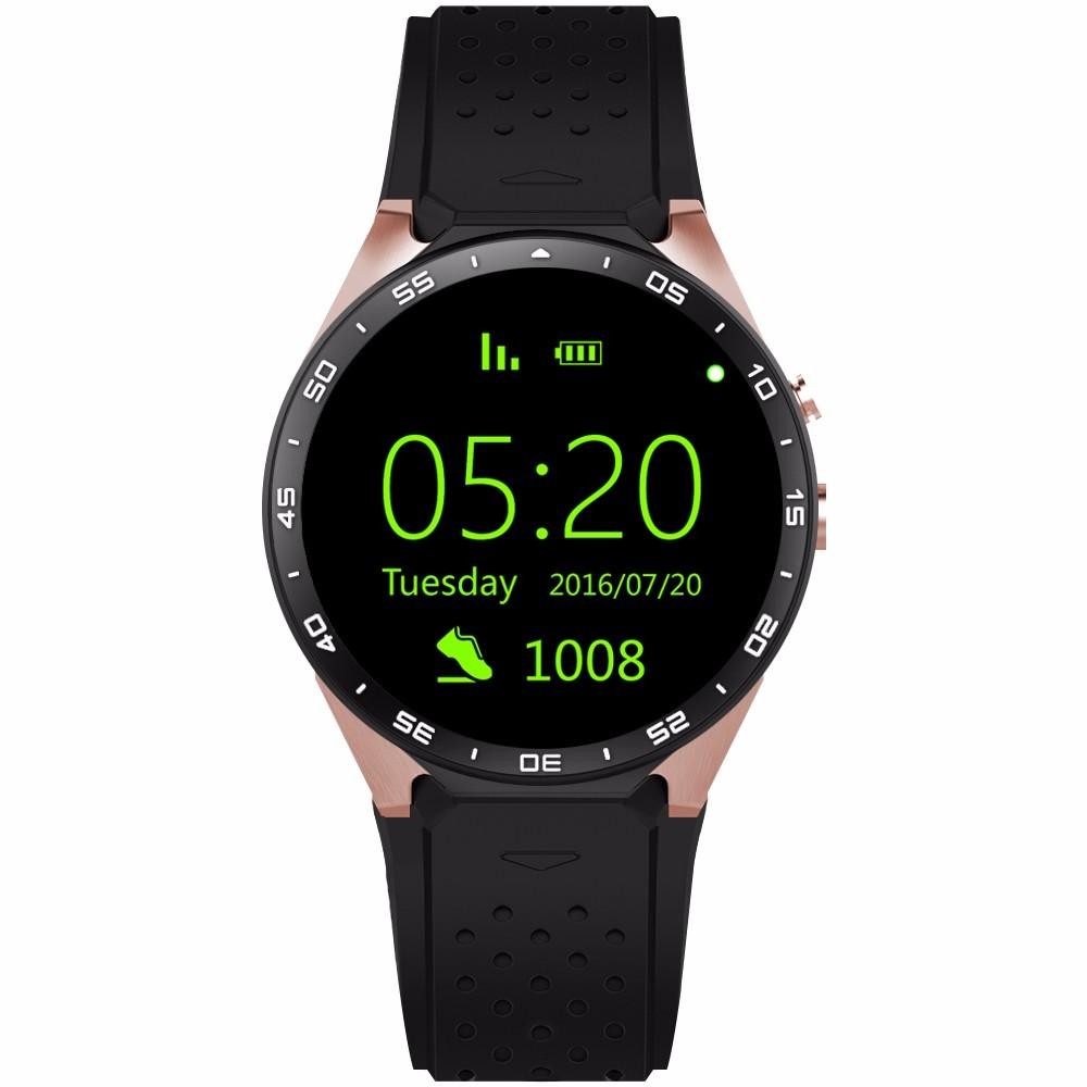 KINGWEAR KW88 MTK6580 Quad Core Android 5.1 3G WIFI Smart Watch WCDMA ROM 4GB Black+Gold - intl