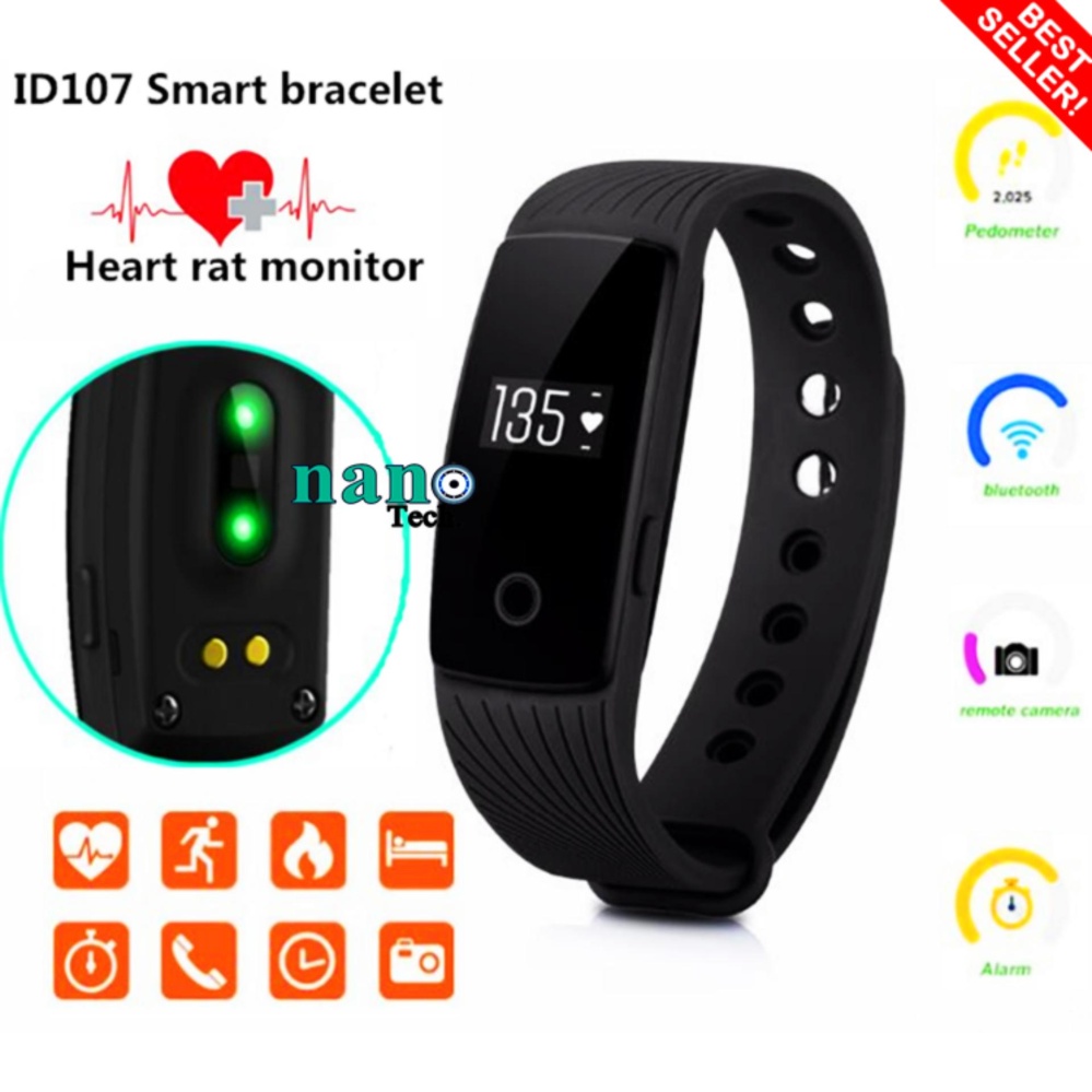 สายรัดข้อมือlสุขภาพ สำหรับ Android iOS วัดอัตราการเต้นหัวใจฟิตเนส รุ่น ID107 - สีดำ สายรัดข้อมือlสุขภาพ สำหรับ Android iOS วัดอัตราการเต้นหัวใจฟิตเนส รุ่น ID107 - สีดำ
