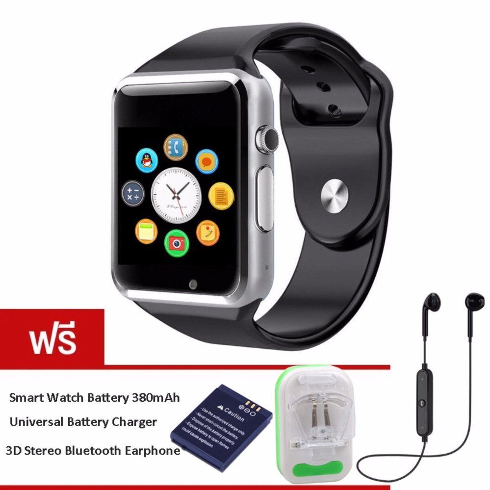 MEGA Bluetooth A1 Smart Watch with Sport Pedometer Camera SIM micro SD Memory Connectivity with iPhone Android Phone รุ่น MG0032 (Black/Silver) (ฟรี 1pc Smartwatch Battery+Charger+Bluetooth Earphone Black) MEGA Bluetooth A1 Smart Watch with Sport Pedometer Camera SIM micro SD Memory Connectivity with iPhone Android Phone รุ่น MG0032 (Black/Silver) (ฟรี 1pc Smartwatch Battery+Charger+Bluetooth Earphone Black)