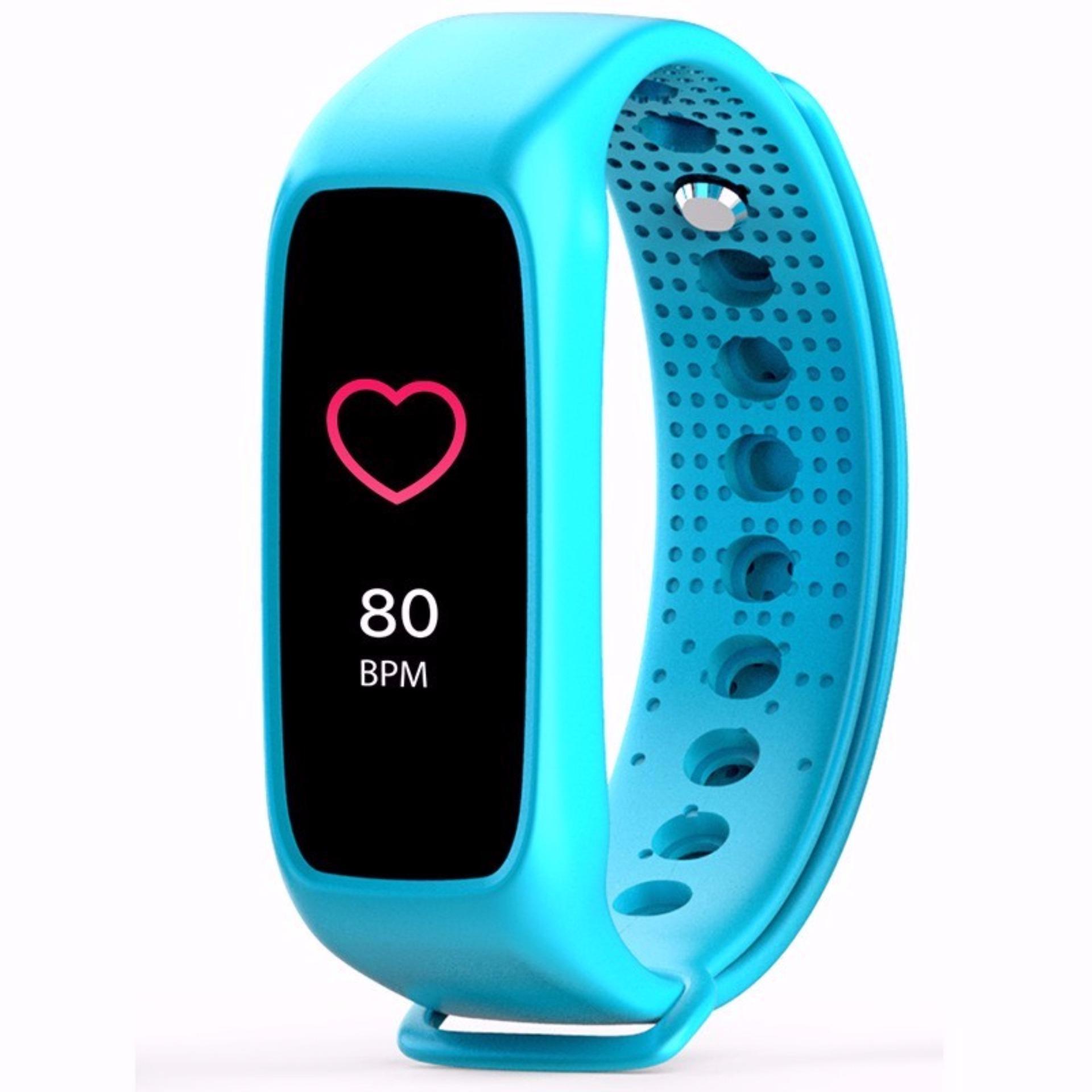 Nanotech 2017 หน้าจอสี รุ่นล่าสุด Color Screen Heart Rate Monitor LED Display Watch Touch Screen Bluetooth IOS Android - สีฟ้า