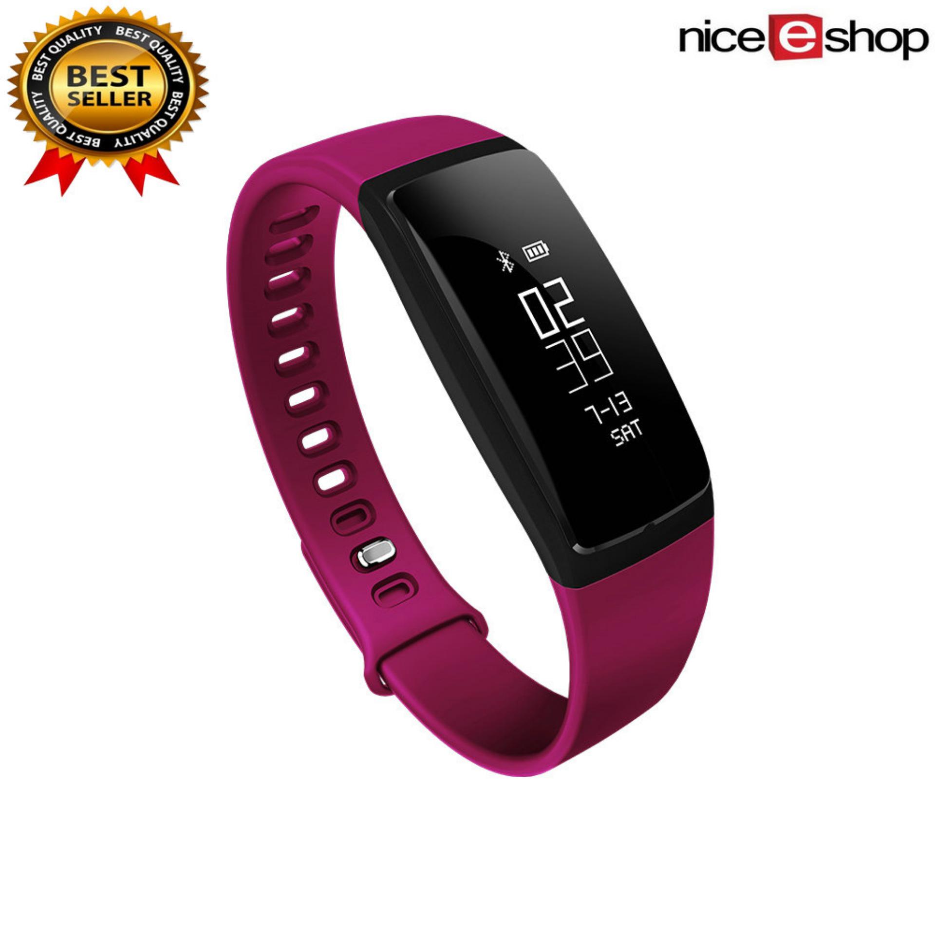 NiceEshop สมาร์ทวงความดันโลหิตนาฬิกา V07 สมาร์ทนาฬิกากําไลเครื่องวัดชีพจร SmartBand Wireless Fitness สำหรับโทรศัพท์ iOS Android (สีดำ)