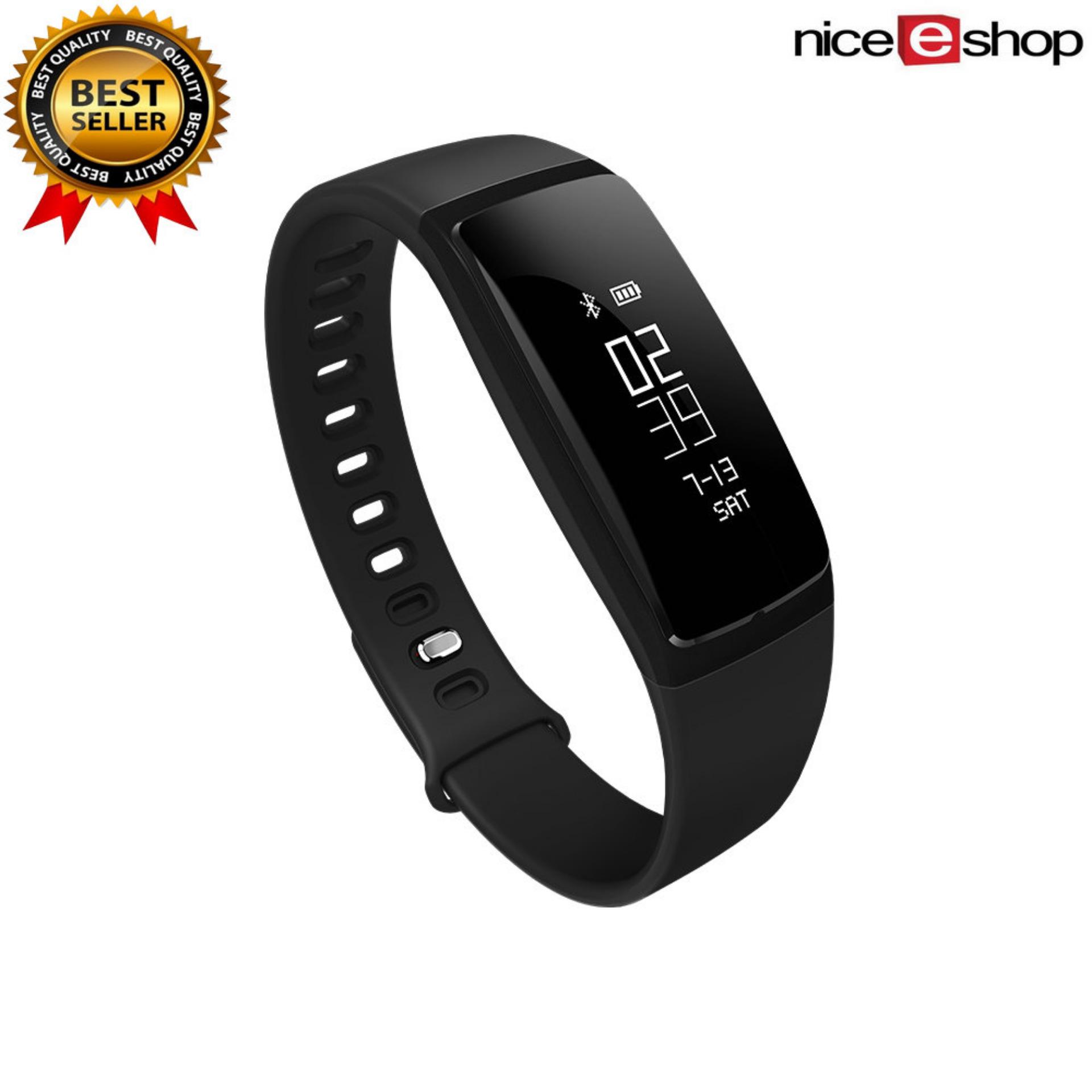 NiceEshop สมาร์ทวงความดันโลหิตนาฬิกา V07 สมาร์ทนาฬิกากําไลเครื่องวัดชีพจร SmartBand Wireless Fitness สำหรับโทรศัพท์ iOS Android (สีดำ)