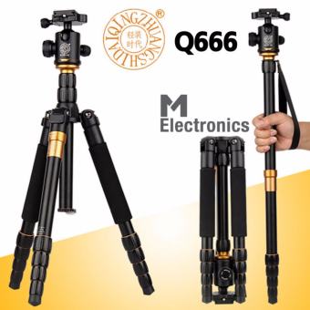 ขาตั้ง QZSD Q666 พร้อม HeadBall Q02 เป็นทั้ง ขาตั้ง3 ขา และ Monopod แข็งแรง พับเก็บ ได้ เพียง 35 CM ขาพับ 5 ท่อน