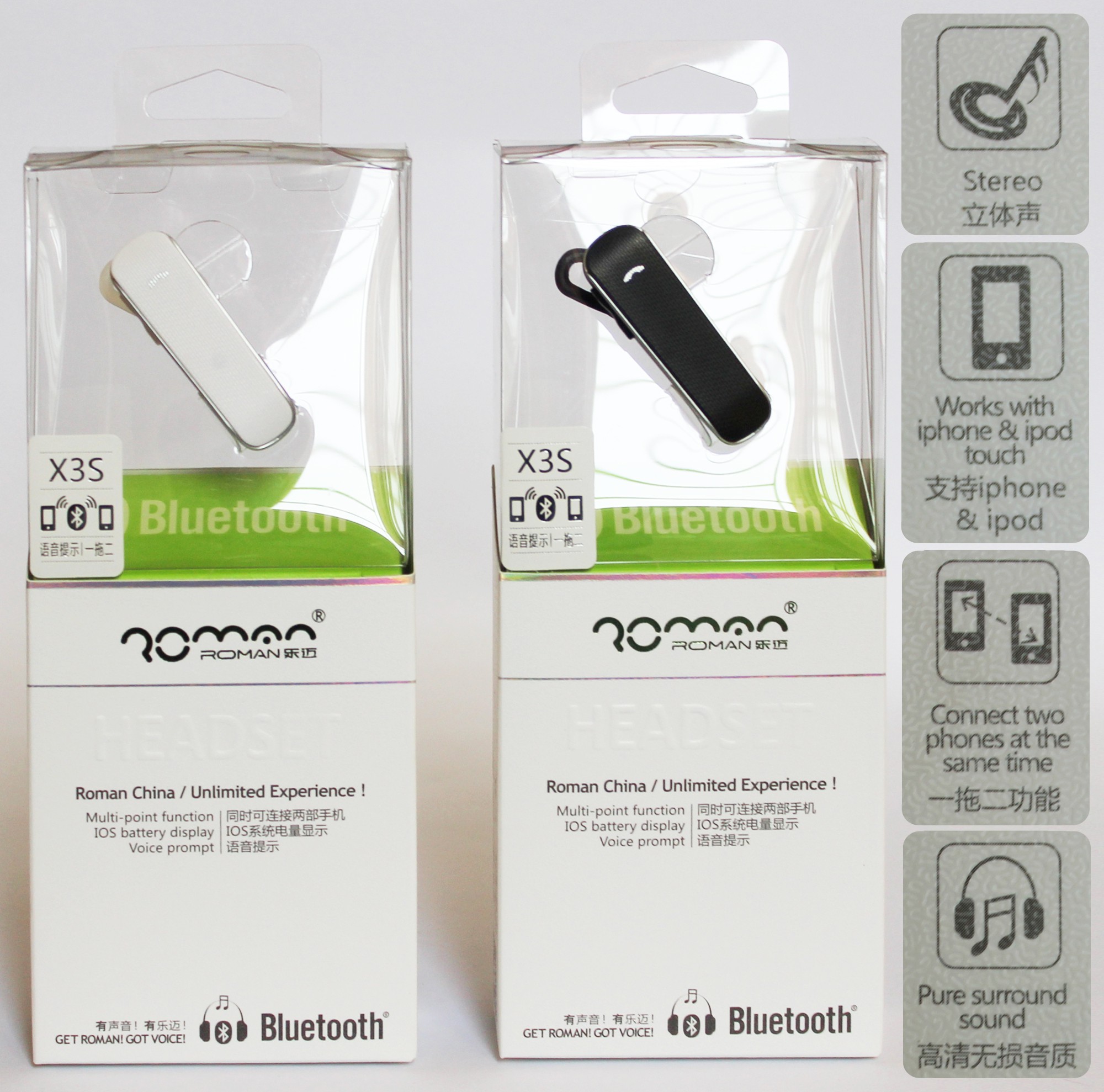 ROMAN หูฟัง บลูทูธ ไร้สาย Roman X3S Bluetooth Headset ROMAN หูฟัง บลูทูธ ไร้สาย Roman X3S Bluetooth Headset