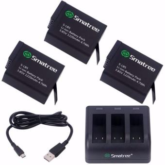 Smatree 3-Channel Charger+3xBatterries for GoPro Hero 6,5(Warranty 1 year)