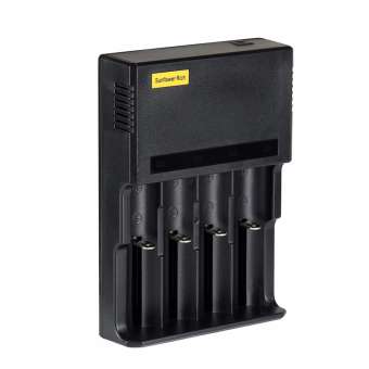 SUNFLOWER RICH ที่ชาร์จถ่านแบบปรับขนาดได้4ช่อง ชาร์จถ่า่นได้ทุกขนาด แบตเตอรี่ความจุ#65306; 18650 & #12288; 16340 & #12288; 14500 & #12288; 18500 & #12288; 18350