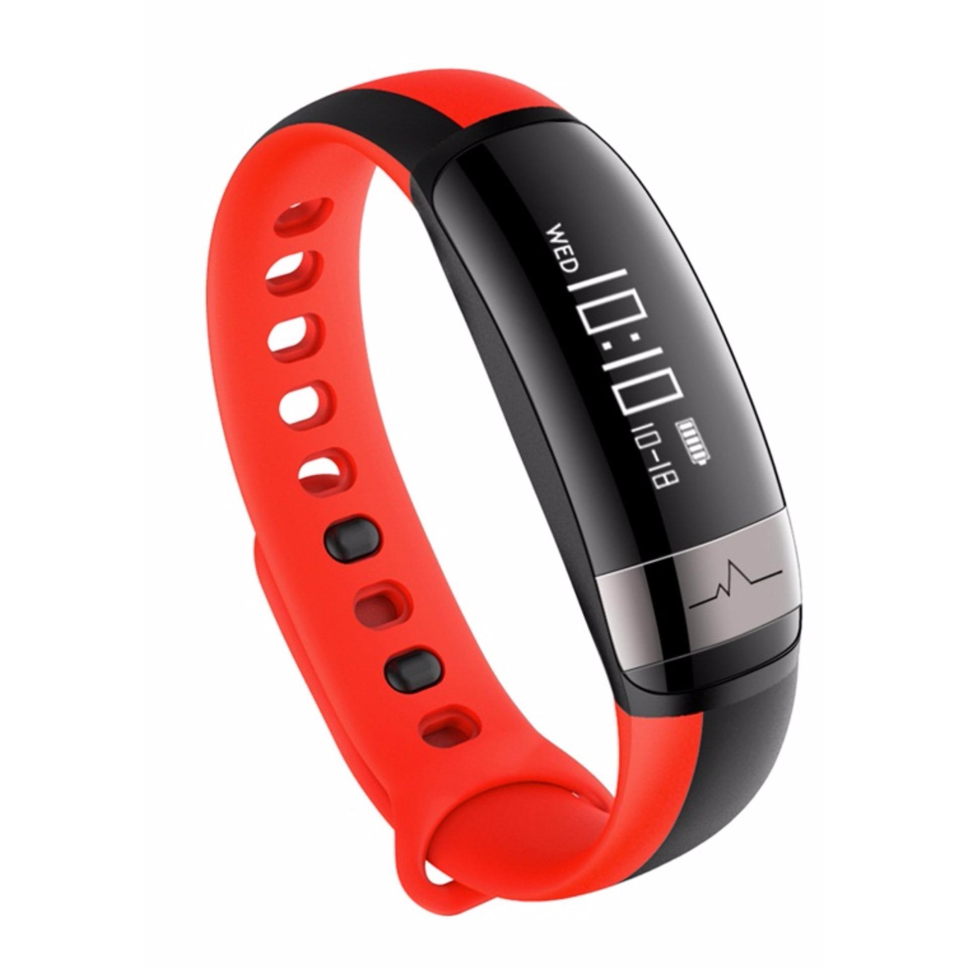V10 heart rate watch Sportwatch smart bracelet wristwatch blood pressure monitor Pedometer fitness track for Android IOS - สีแดง