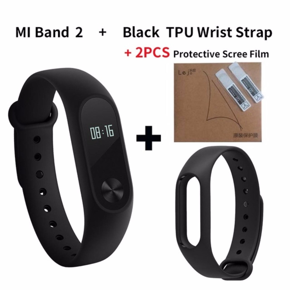 Xiaomi สายรัดข้อมือบลูทูธ สมาร์ทบลูทธ นาฬิกาข้อมือสำหรับออกกำลังกาย 2 ชิ้น (สีดำ+สีม่วง)