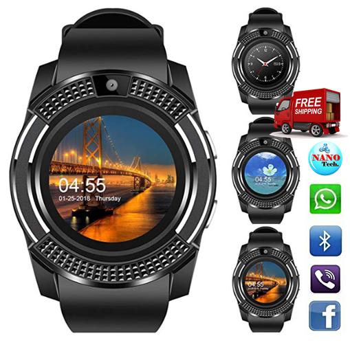V8 นาฬิกาสมาร์ทข้อมือผู้ชายบลูทูธอิเล็กทรอนิกส์ซิมการ์ด Smartwatch กีฬากล้องสำหรับ iPhone Android โทรศัพท์