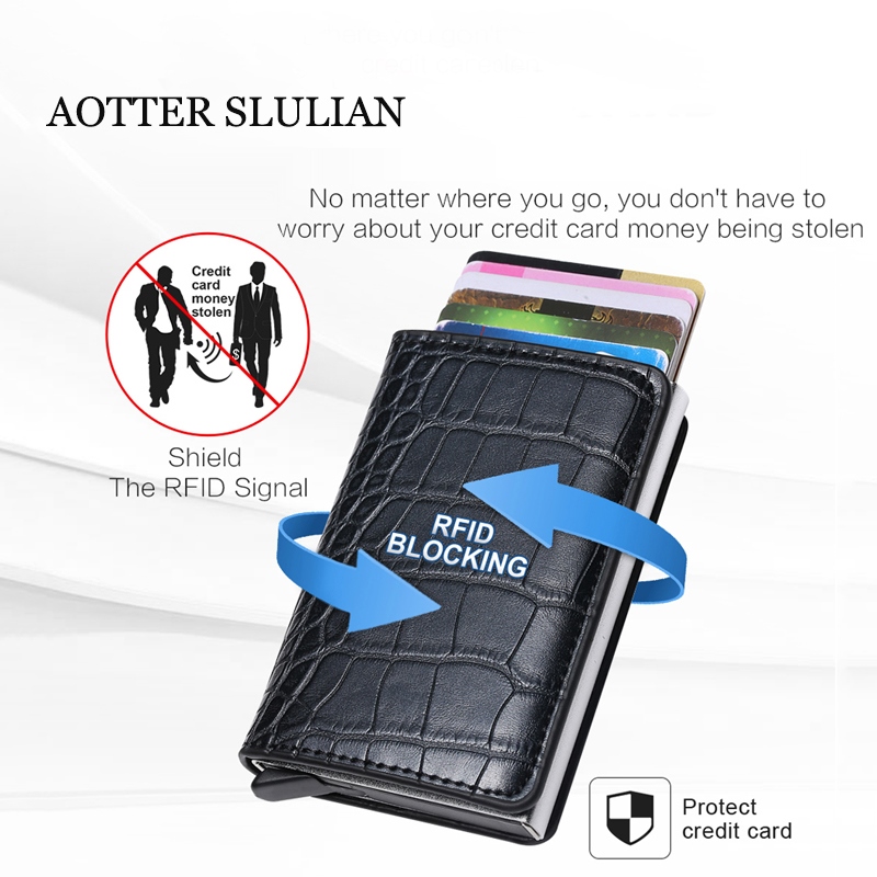 Ready Rfid Safe Anti Theft Smart Wallet Thin Id Cards Holder Unisex