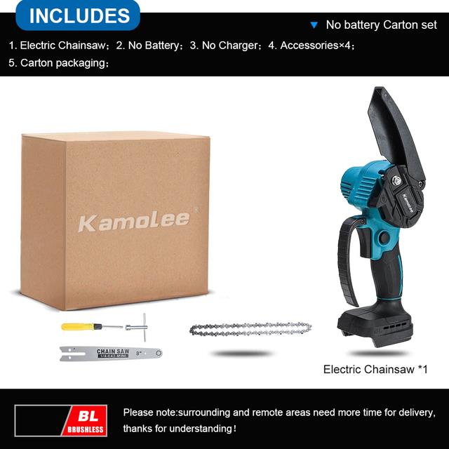 Kamolee Brushless Electric Chain Saw 24V 8 Inch Mini Chainsaw Wood