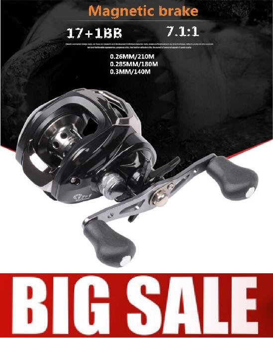 Hossen 17 + 1BB 7.1: 1 อลูมิเนียมอัลลอยด์รอกตกปลาซ้าย/ขวามือ Baitcasting REEL