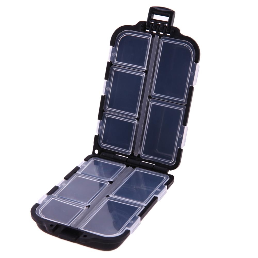 10 Lattice Utility Fishing Tackle Box Lures Hooks Hard Pastic Fishing Tools