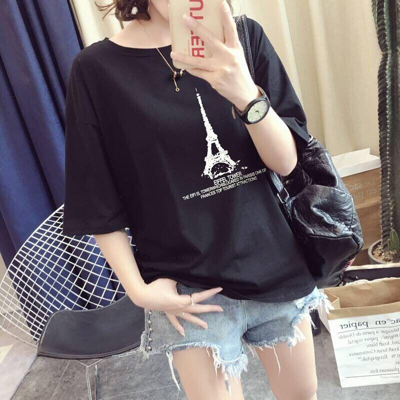 2018 เสื้อผ้าแฟชั่น สำหรับฤดูร้อนเสื้อผ้าหญิงหลวมรุ่นยาวปานกลางเสื้อยืดแขนสั้นลำลองเสื้อออลจังเสื้อรองในนักเรียนหญิง