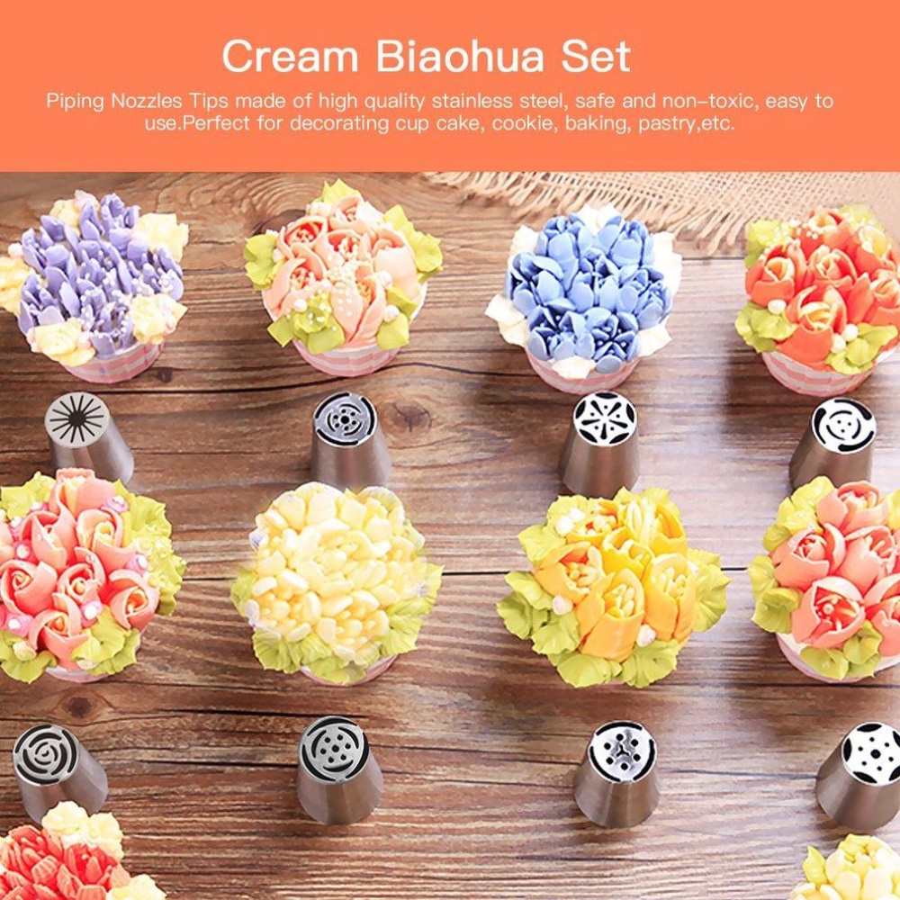 10 ชิ้นเคล็ดลับของรัสเซีย Icing หัวบีบครีม Sphere Ball ทิปทำขนม & Converter - INTL