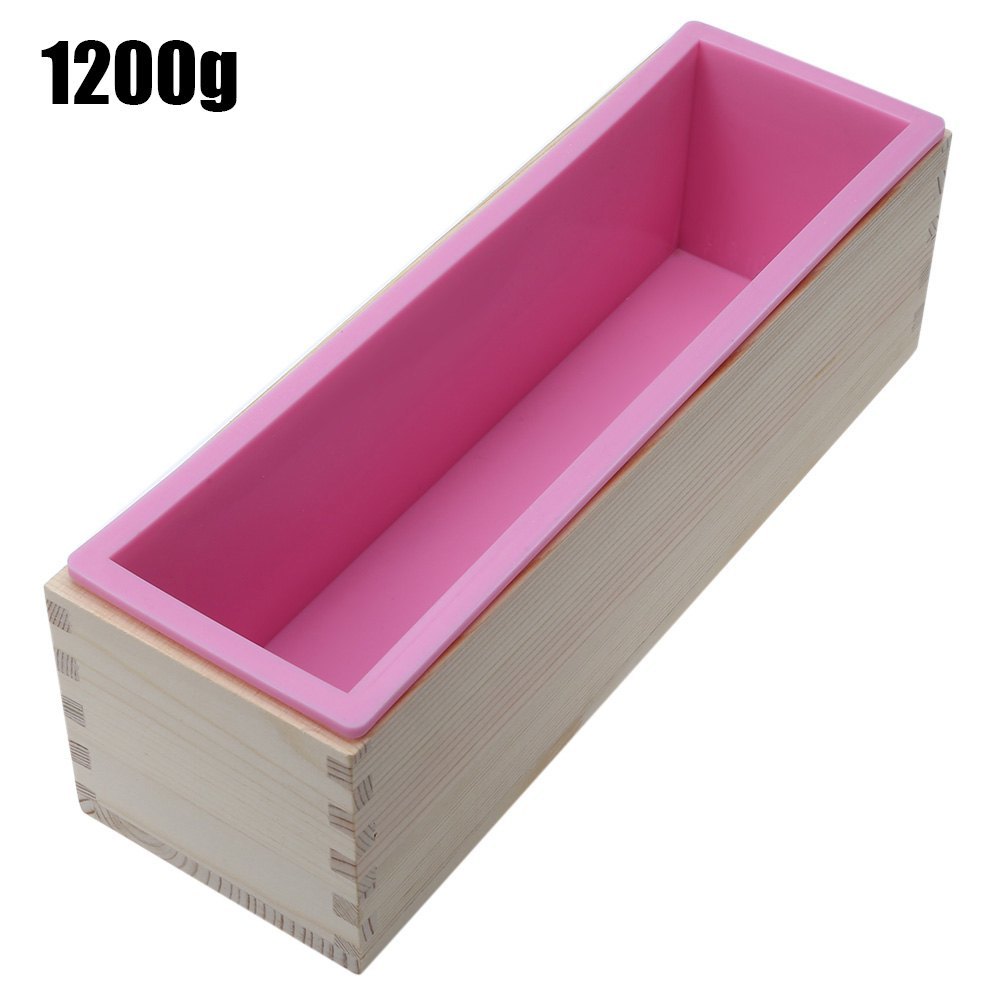 1200 กรัมสี่เหลี่ยมผืนผ้าสบู่ซิลิโคนก้อน Mold กล่องไม้ทำด้วยมือ-นานาชาติ