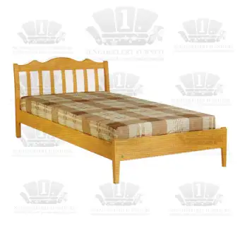 1deelertเตียงไม้ยางพารา ขนาด 3.5 ฟุต (สีธรรมชาติ)