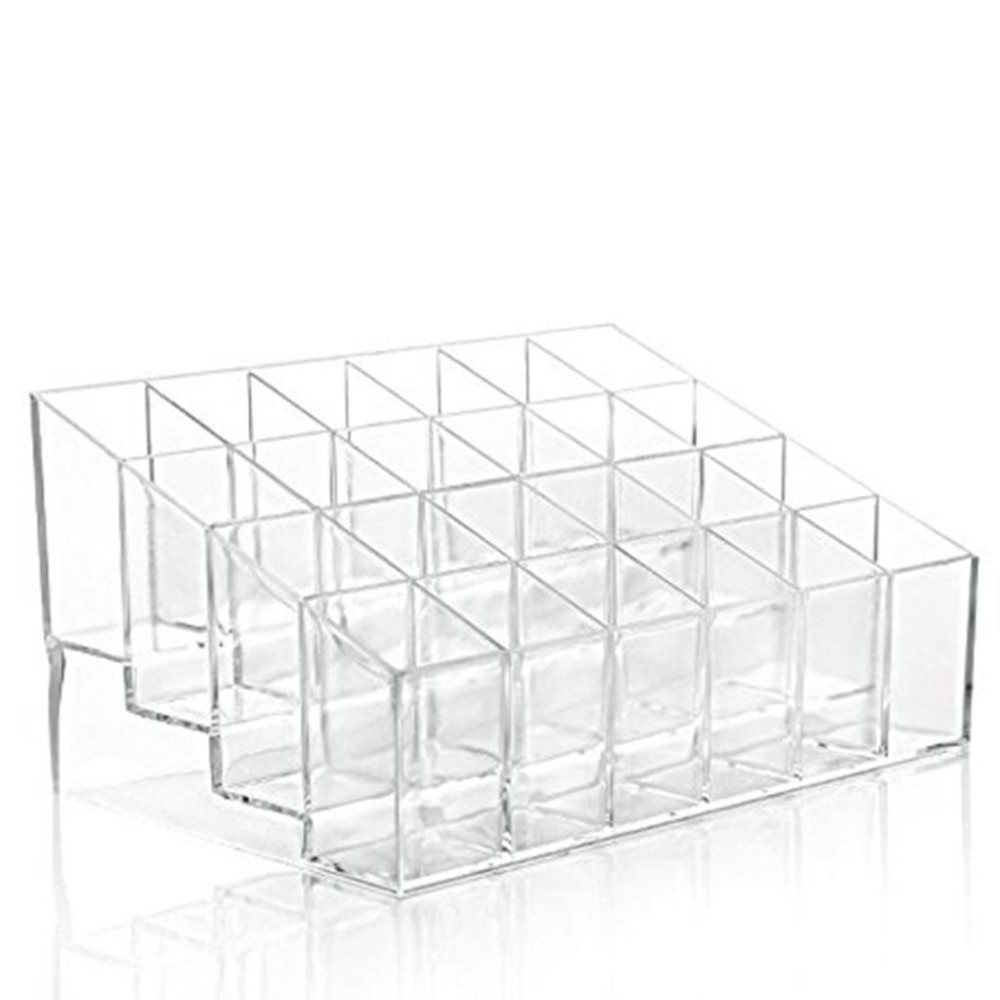 24 ขาตั้งโปร่งใสพลาสติก Trapezoid เครื่องสำอางอะคริลิกเครื่องสำอาง Organizer ชั้นวาง