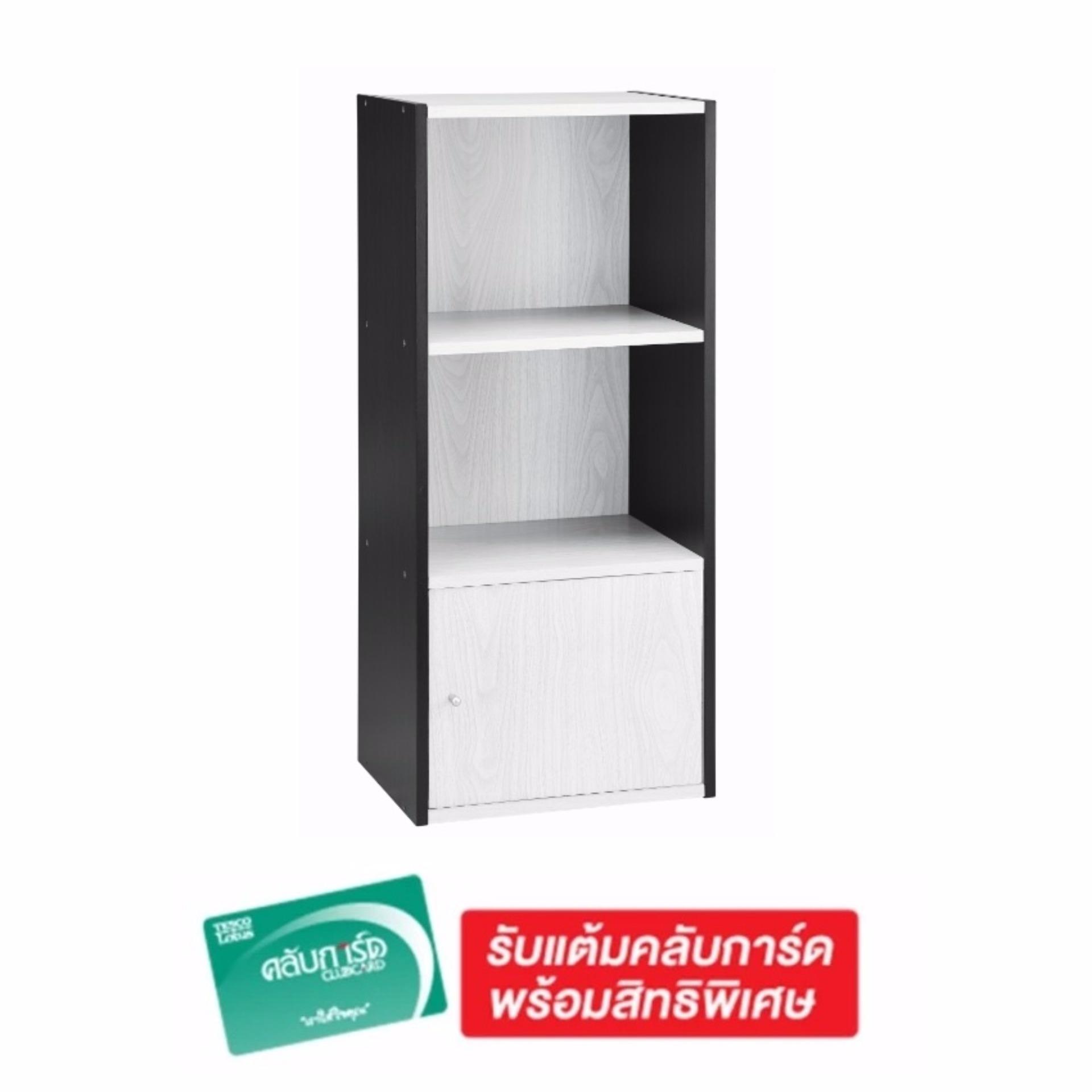 Tesco เทสโก้ ชั้น 3 ช่อง 1ประตู สีโอ๊คดำขาว ขนาด 40X30X90 Tesco เทสโก้ ชั้น 3 ช่อง 1ประตู สีโอ๊คดำขาว ขนาด 40X30X90