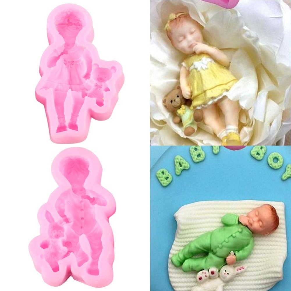 3D Silicone Fondant Cake Mold Creative Chocolate Sugarcraft Mould Decorating DIY Tool( Boy) - intl
