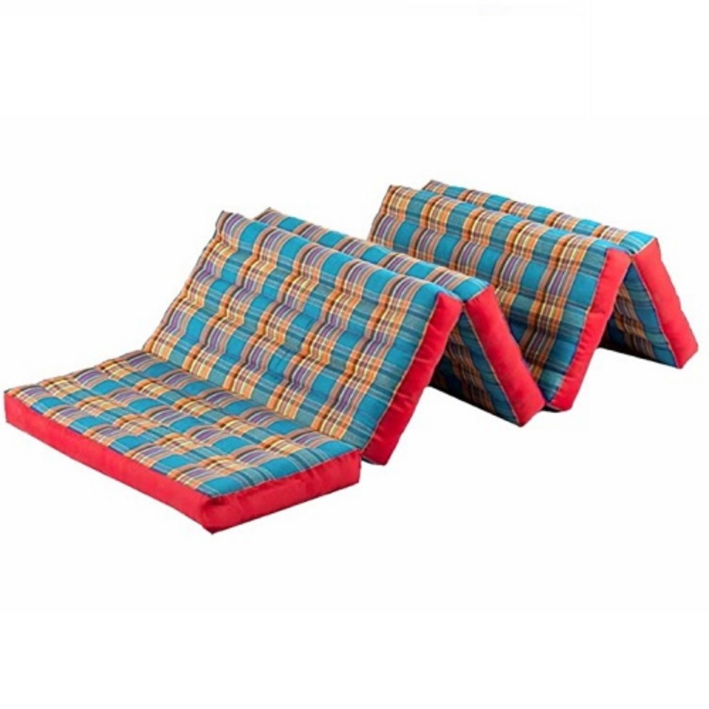 ที่นอนนุ่น ที่นอนปิ๊คนิค ที่นอนพับเก็บได้ ขนาด 60x8x170-175 ซม.สีฟ้า