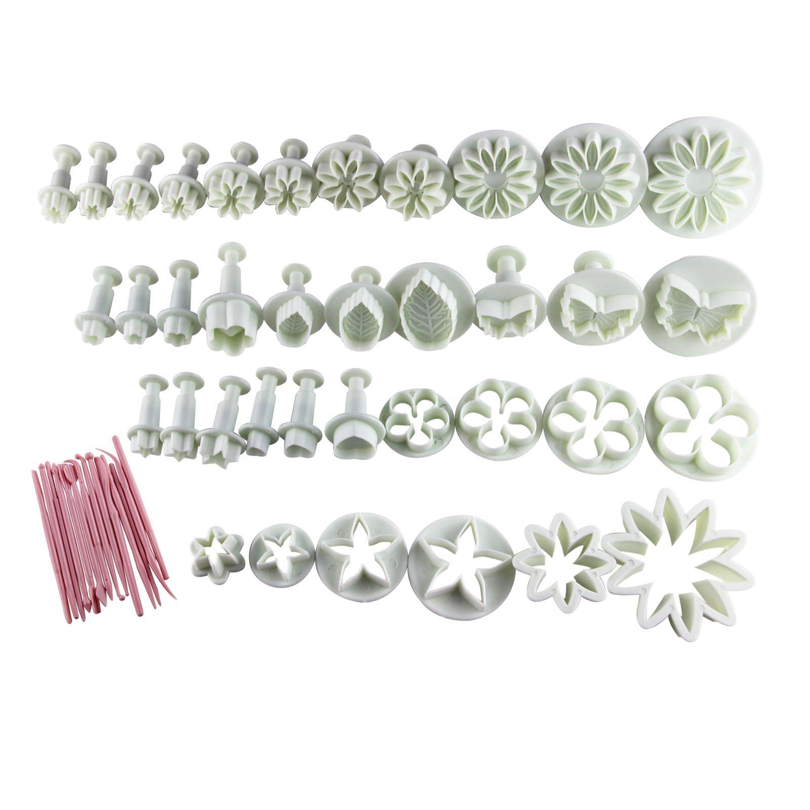 เค้กเครื่องมือ 44 ชิ้นดอกไม้เค้ก Sugarcraft ชุดตกแต่งคุกกี้ Mould กาว Plunger คัตเตอร์เครื่องมือ
