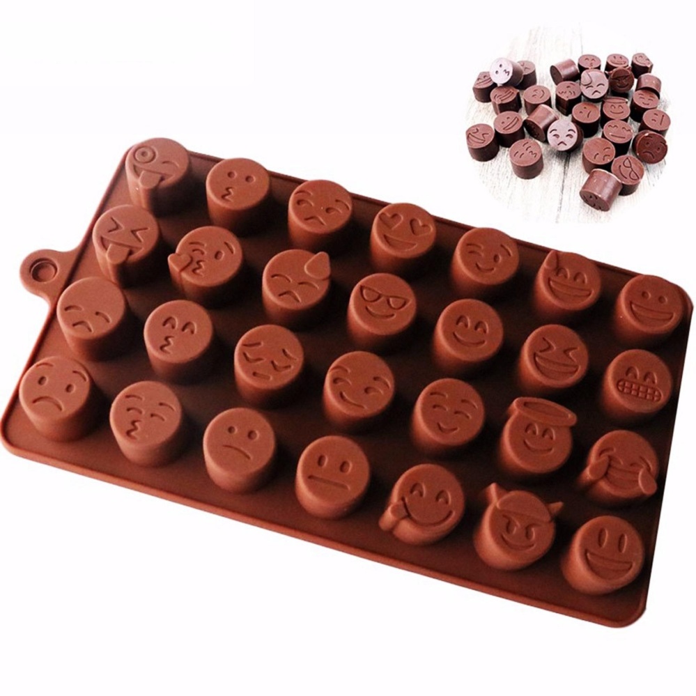CHANEE Emoji Face Silicone Mold Chocolate แม่พิมพ์ซิลิโคน ทำขนม/ช็อคโกแลต (Brown)