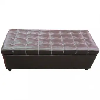 ENZIO สตูลเปิดเก็บของได้ หุ้มหนังอย่างดี รุ่น Tweed Open Stool Brown (สีน้ำตาล)