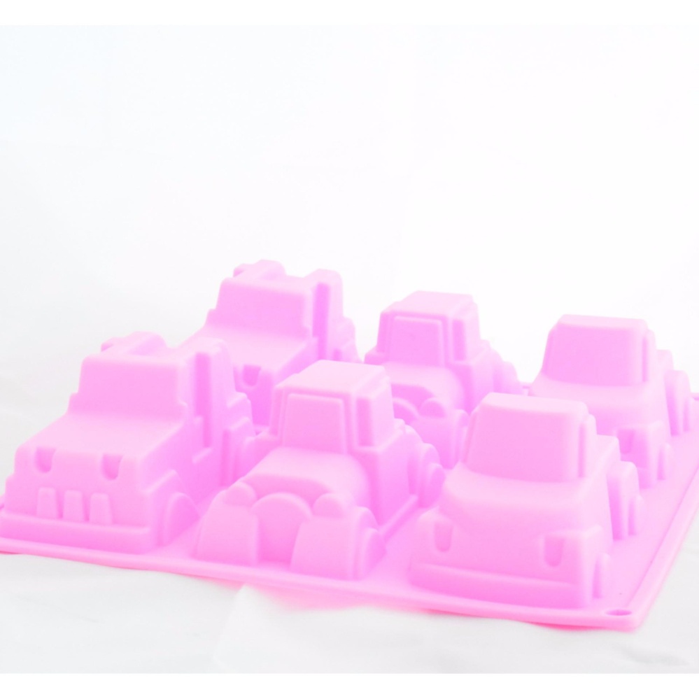 Freshyware แม่พิมพ์ซิลิโคน รถ 3 สไตล์ 6 หลุม ทำวุ้น เจลลี่ ทำน้ำแข็ง ชอคโกแลต chocolate ขนมไทย (คละสี)