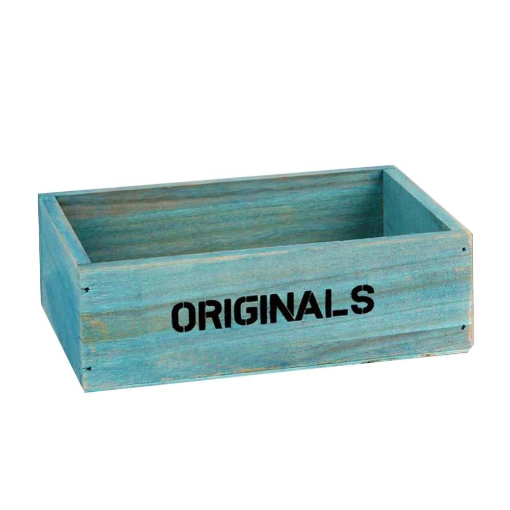 Handmade Rustic Antique เก็บ VINTAGE ไม้กล่อง/ยกลัง Trugs (สีฟ้า) - INTL