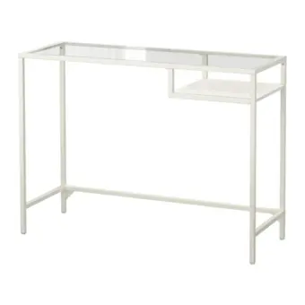 IKEA โต๊ะแล็บท๊อป VITTSJÖ 100 x 36 ซม. (ขาว,แก้ว)