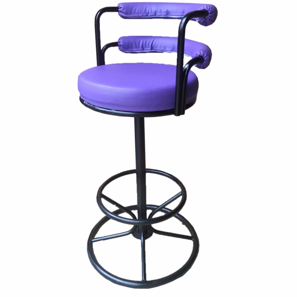 Inter Steel เก้าอี้บาร์มีพนักพิง-เบาะหมุน รุ่น Bar Chair111C-Bla โครงดำ
