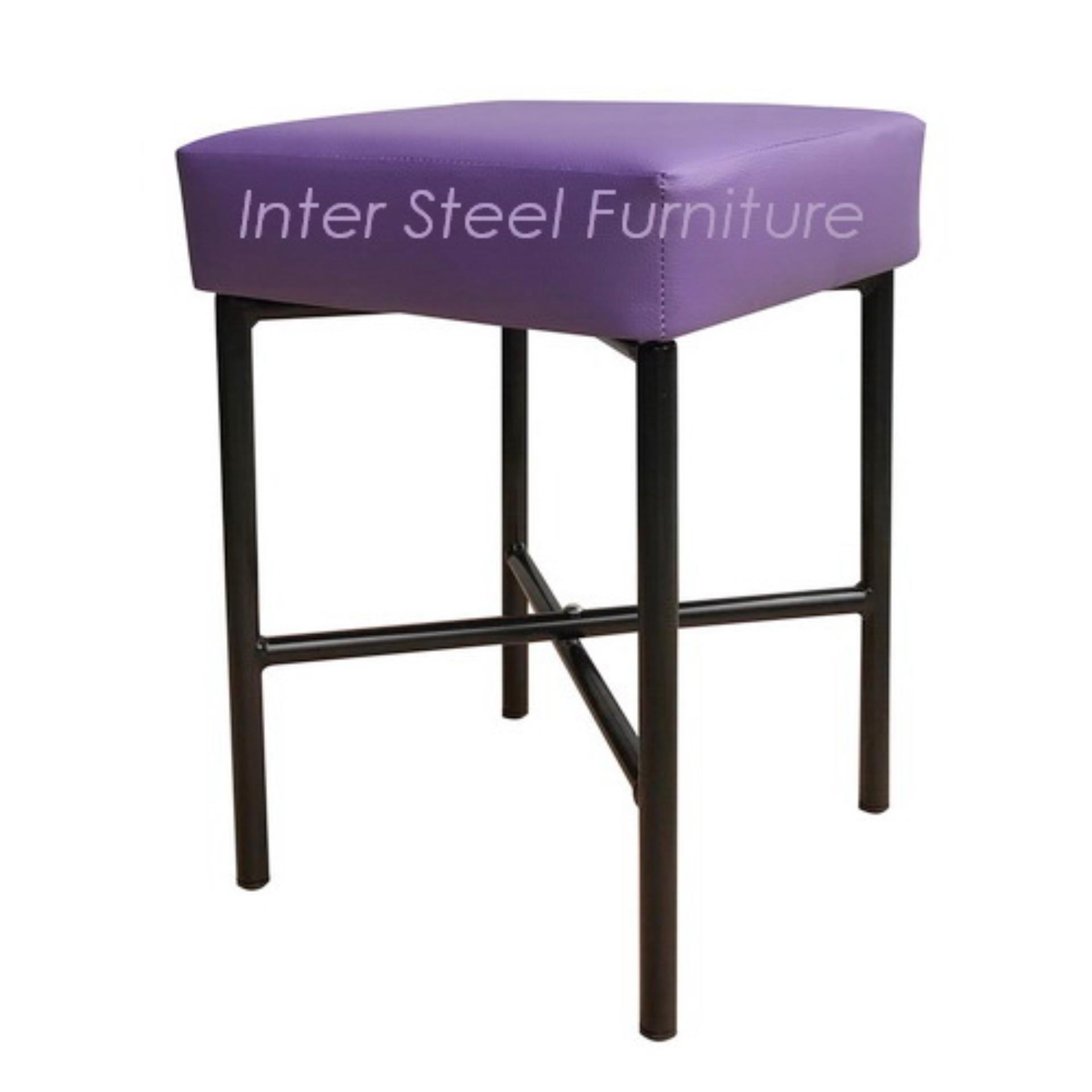 Inter Steel เก้าอี้สตูลนั่ง รุ่น Stool-MX(35x35x50cm.) โครงขาเหล็กFoldingสีดำ - เบาะฟองน้ำหนา11cm.หุ้มหนังเทียมpvc