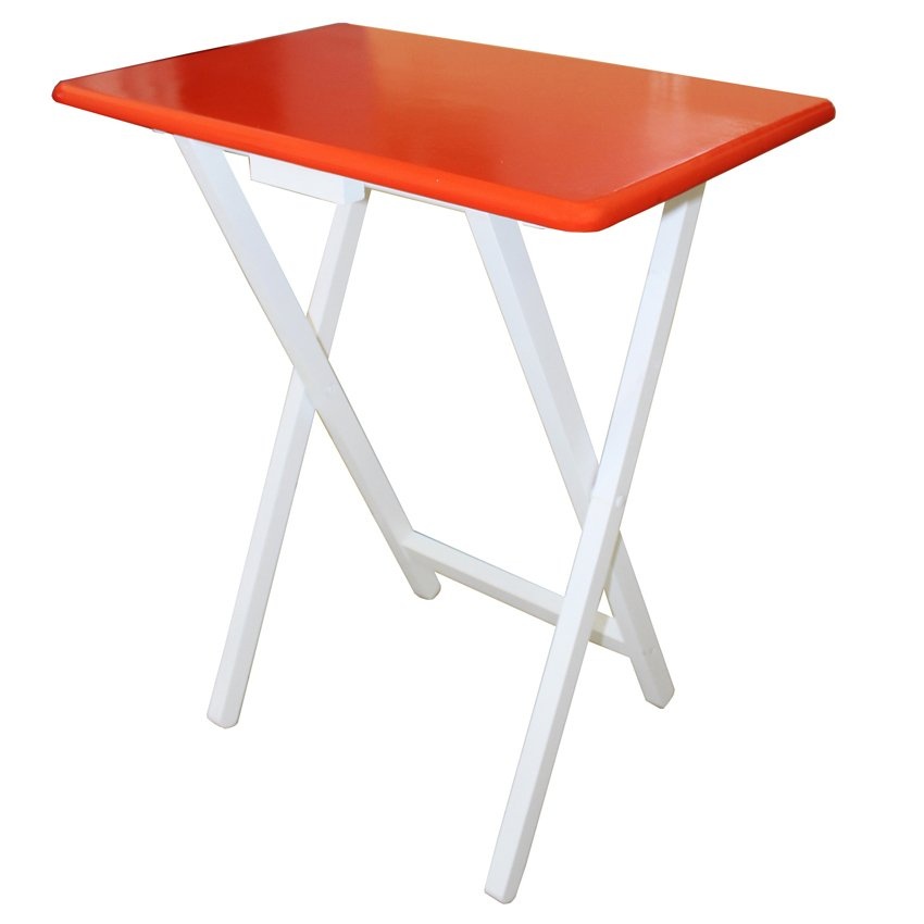Intrend Design โต๊ะโน๊ตบุ๊ค ขาพับได้ ไม้ยางพารา - สีชมพู