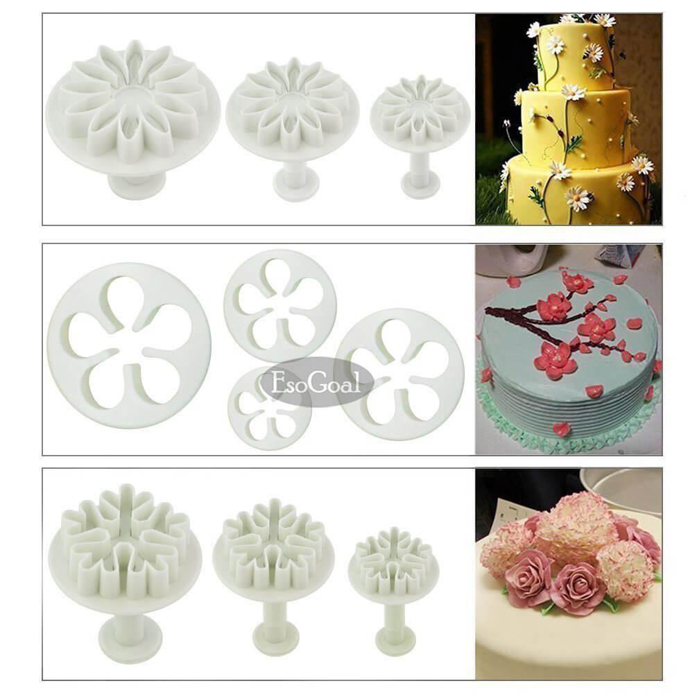 JvGood 46 ชิ้น 10 รูปแบบ Fondant เค้กชุด Sugarcraft เค้กโฮมเมด คุกกี้ตกแต่งอุปกรณ์เครื่องมือ