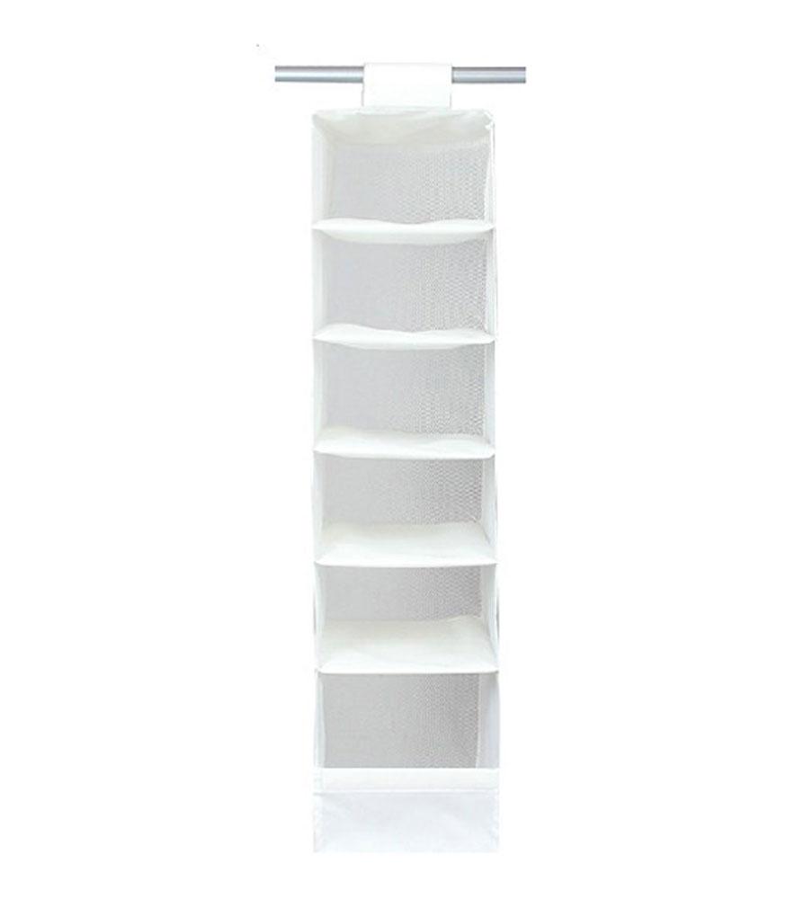 Lanyasy ธรรมชาติไนลอน 6 ช่องเก็บสัมภาระที่วางอุปกรณ์เสริมชั้นวางของ, ขาว Lanyasy ธรรมชาติไนลอน 6 ช่องเก็บสัมภาระที่วางอุปกรณ์เสริมชั้นวางของ, ขาว