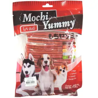 Mochi Yummy ขนมสำหรับสุนัข เส้นนิ่มกลม รสเนื้อ 450g.1 ถุง
