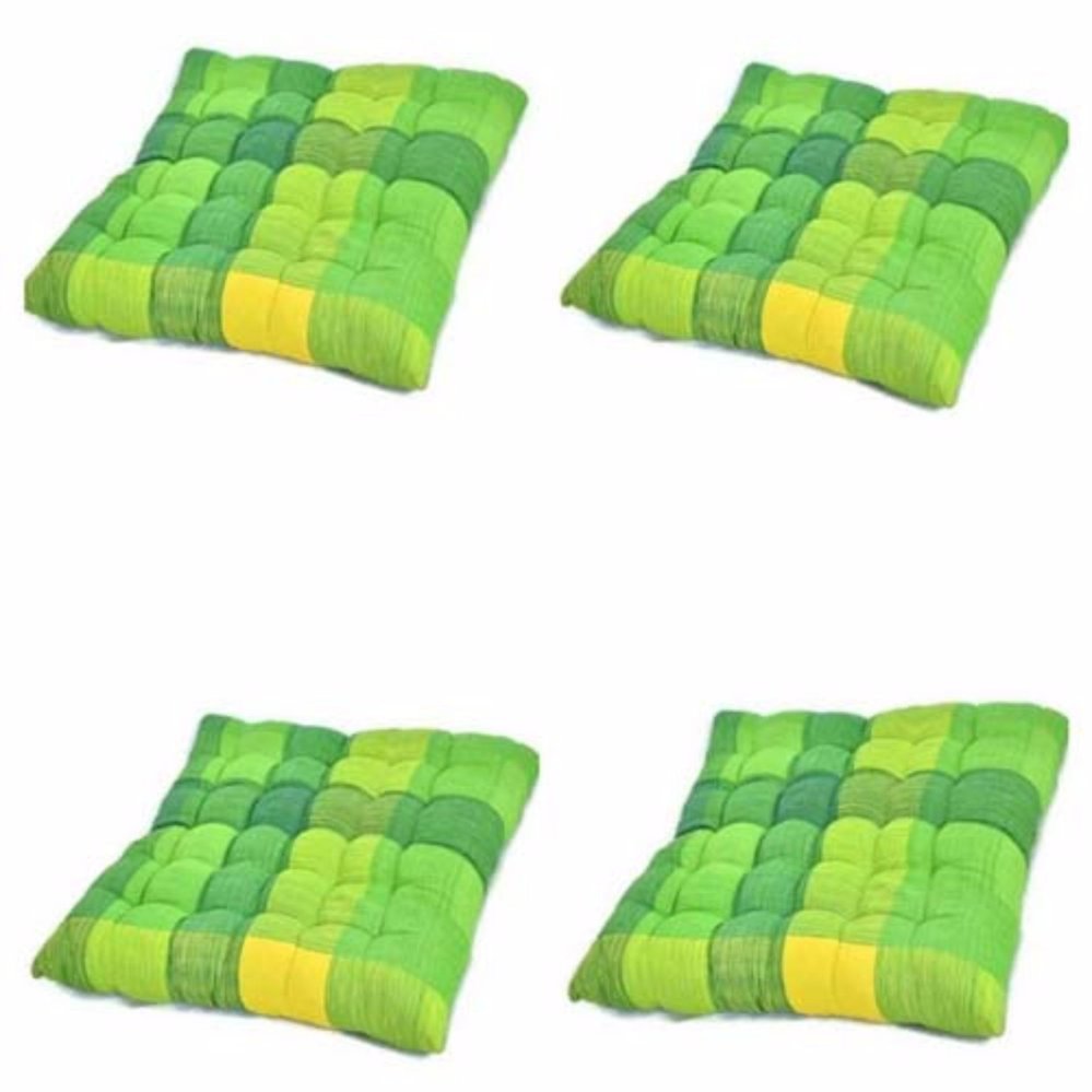 Nanapan Shop เบาะรองนั่ง ลายสก็อต แพ็ค 4 ชิ้น ขนาด 48x48 ซม. สีเขียว