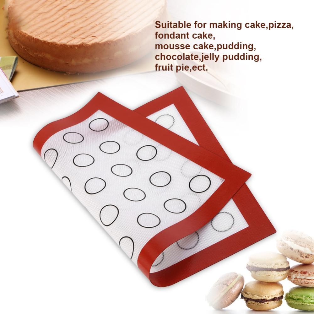【ชื้อ 1 ชิ้น แถม 1 ชิ้น!!】 Nonstick Silicone Baking Mat Oven Pastry Liner Macaron Cake Cookie Sheet Silpat (Red) - intl