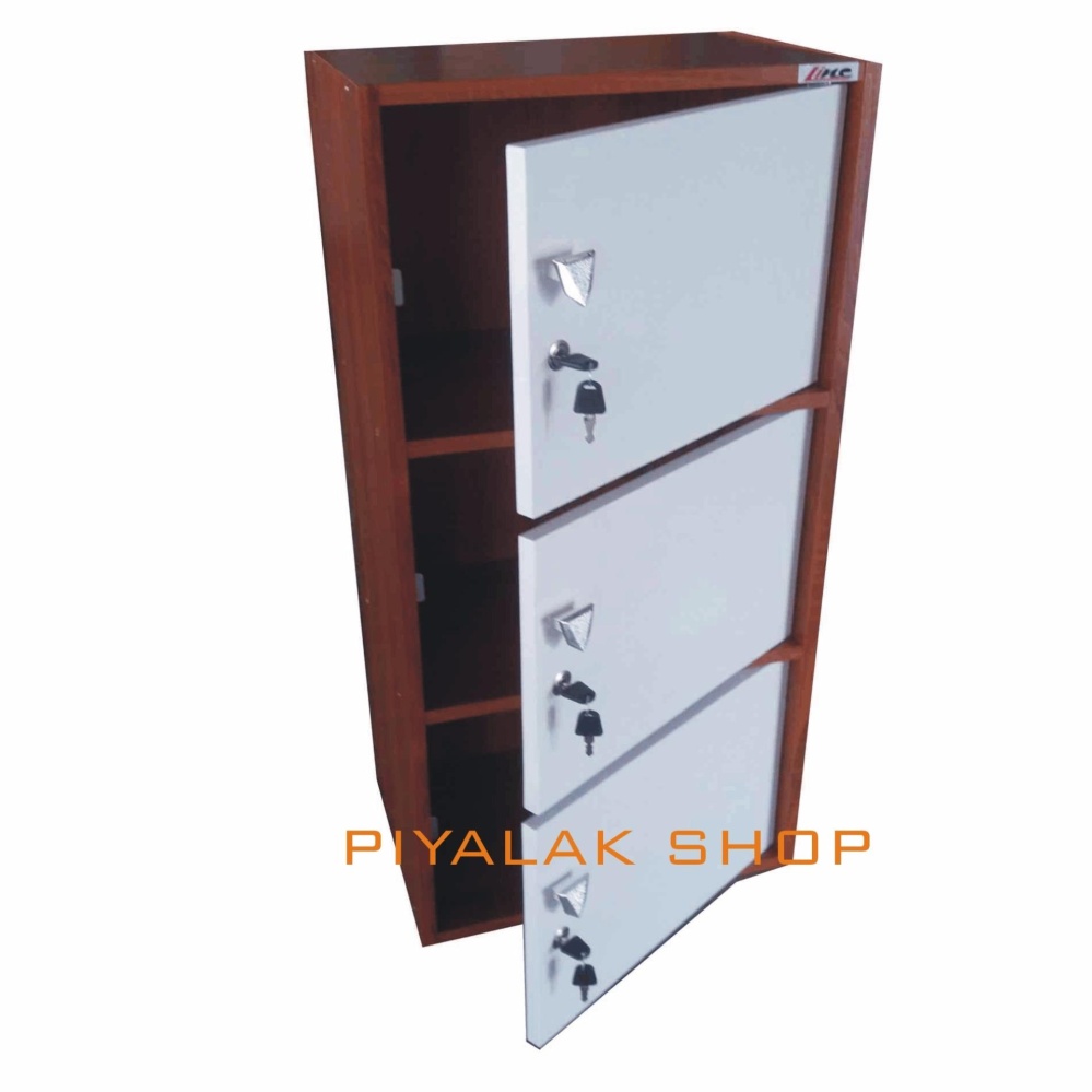 Piyalak Shop ตู้ล๊อกเกอร์ ตู้เก็บของ ชั้นไม้อเนกประสงค์ 1 ช่อง 3 ชั้นพร้อมบานมีกุญแจปิดเปิด รุ่น Box-03 (สีลายไม้สัก) Piyalak Shop ตู้ล๊อกเกอร์ ตู้เก็บของ ชั้นไม้อเนกประสงค์ 1 ช่อง 3 ชั้นพร้อมบานมีกุญแจปิดเปิด รุ่น Box-03 (สีลายไม้สัก)
