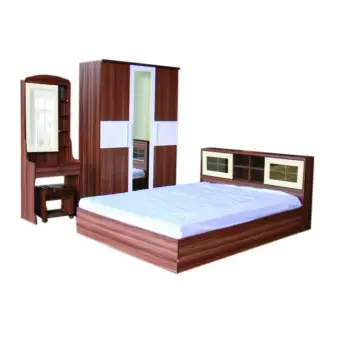 RF Furniture ชุดห้องนอนDD ขนาด 6 ฟุต เตียง 6 ฟุต + ตู้เสื้อผ้า 3 บาน + โต๊ะแป้ง 80 cm + ที่นอนสปริง ( สีวอลนัท ) RF Furniture ชุดห้องนอนDD ขนาด 6 ฟุต เตียง 6 ฟุต + ตู้เสื้อผ้า 3 บาน + โต๊ะแป้ง 80 cm + ที่นอนสปริง ( สีวอลนัท )