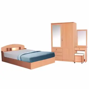 RF Furniture ชุดห้องนอนDREAM รุ่น BC501 Set ขนาด 5 ฟุต เตียง 5 ฟุต + ตู้เสื้อผ้า 120cm + โต๊ะแป้ง 60 cm ( สีโอ๊ค/ขาว ) RF Furniture ชุดห้องนอนDREAM รุ่น BC501 Set ขนาด 5 ฟุต เตียง 5 ฟุต + ตู้เสื้อผ้า 120cm + โต๊ะแป้ง 60 cm ( สีโอ๊ค/ขาว )