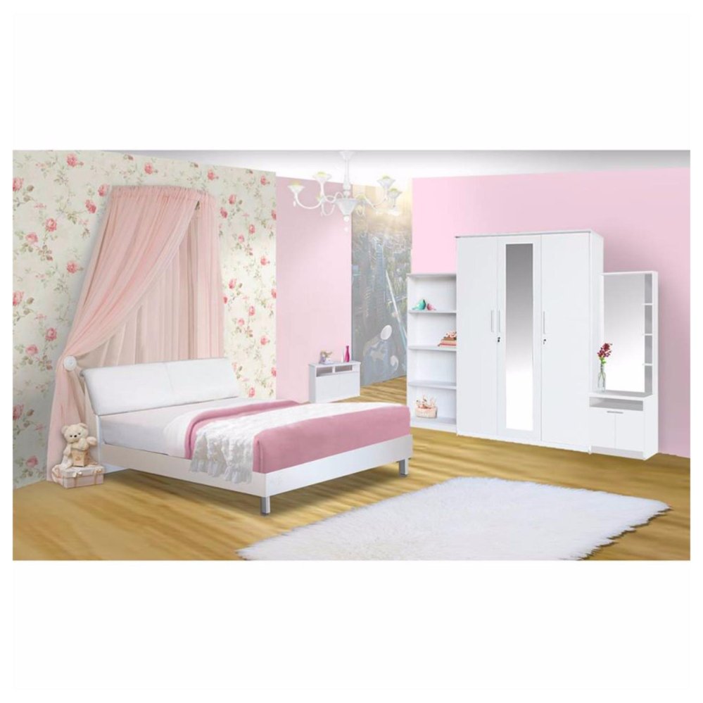 RF Furniture ชุดห้องนอนหัวเบาะ 6 ฟุต เตียง 6 ฟุต + ตู้เสื้อผ้า 3 บาน + โต๊ะแป้งยืน 60 cm + ชั้นวางหนังสือ 90 cm ( สี ขาว ) RF Furniture ชุดห้องนอนหัวเบาะ 6 ฟุต เตียง 6 ฟุต + ตู้เสื้อผ้า 3 บาน + โต๊ะแป้งยืน 60 cm + ชั้นวางหนังสือ 90 cm ( สี ขาว )