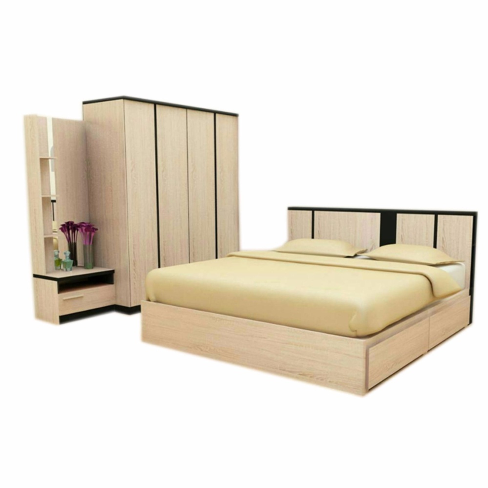 RF Furniture ชุดห้องนอน Sun 5 ฟุต เตียง 5 ฟุต + ตู้เสื้อผ้า 4 บาน + โต๊ะแป้งยื่น 60 cm ( สีโซลิค ) RF Furniture ชุดห้องนอน Sun 5 ฟุต เตียง 5 ฟุต + ตู้เสื้อผ้า 4 บาน + โต๊ะแป้งยื่น 60 cm ( สีโซลิค )