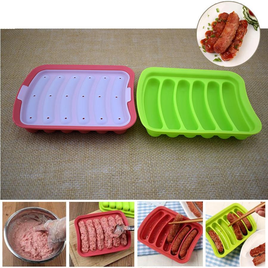 ซิลิโคนกล่องแฮมสุนัขร้อนกล่องเก็บของ DIY ไส้กรอกทำเองแม่พิมพ์สำหรับอบเครื่องมือ - INTL