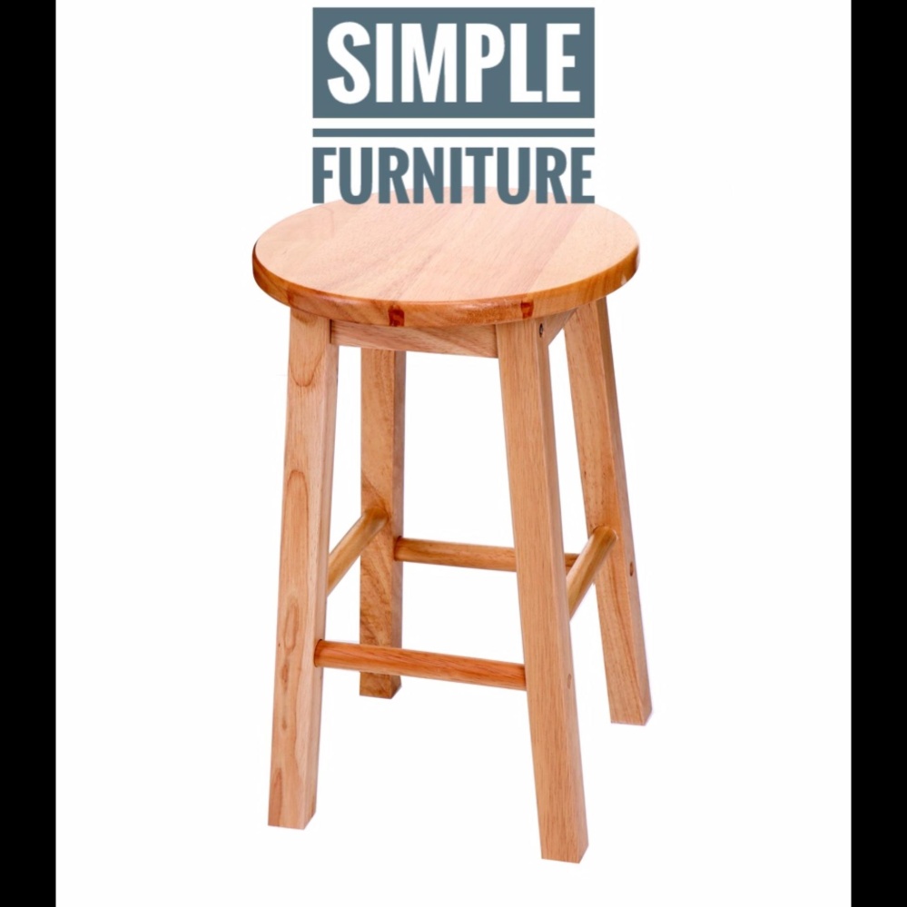 Simple Furniture เก้าอี้กลมไม้ยางพารา สูง 18 นิ้ว Simple Furniture เก้าอี้กลมไม้ยางพารา สูง 18 นิ้ว