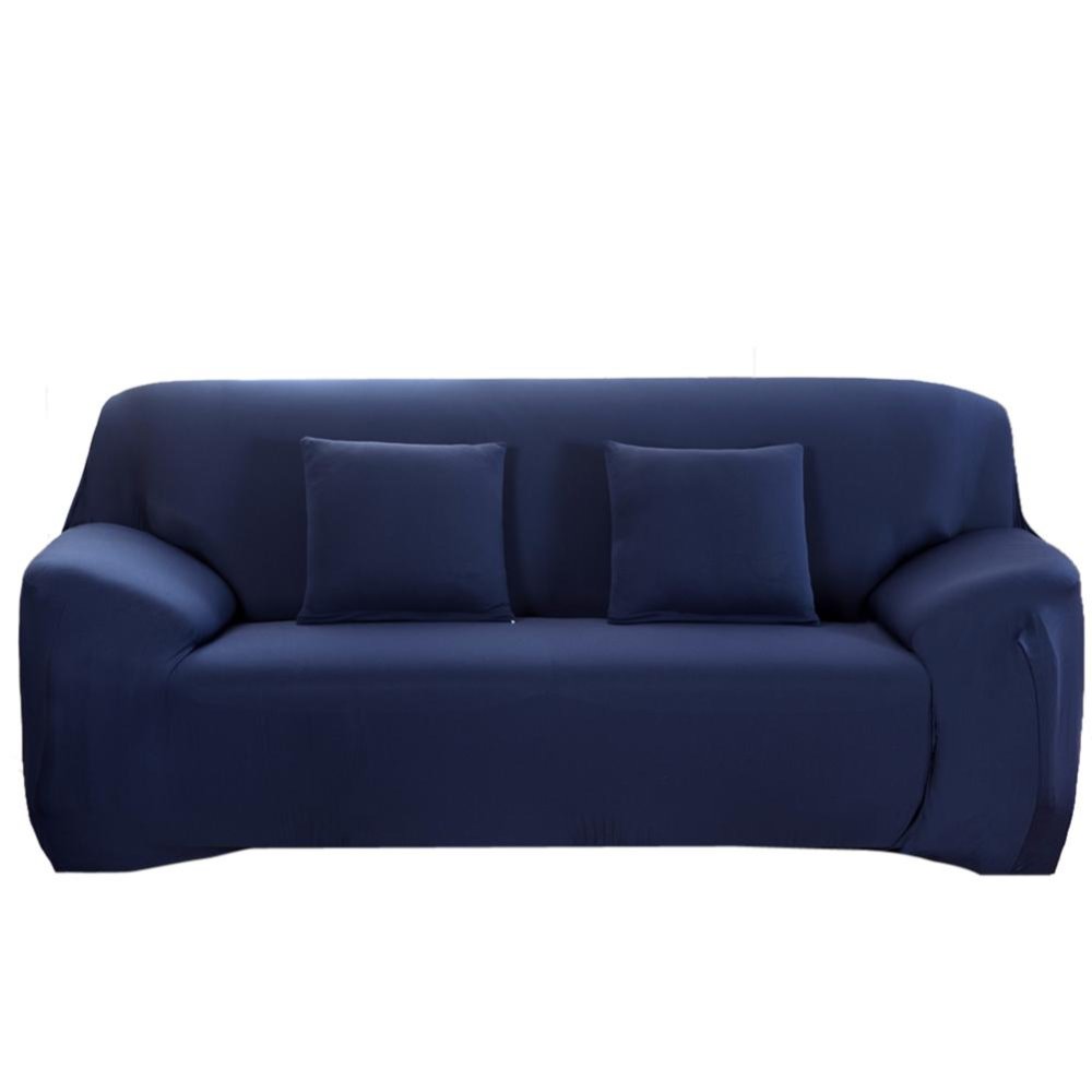 Slipcover Stretchable Pure Color Sofa Cushion Covers (Loveseat Navy Blue) - intl