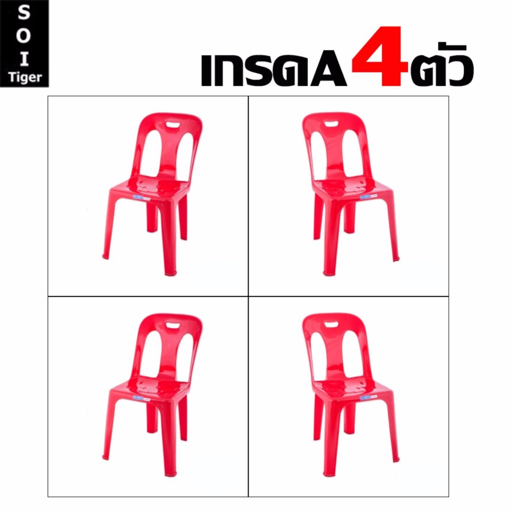 soi tiger เก้าอี้พลาสติก เกรดA (แพ็ค4ตัว)