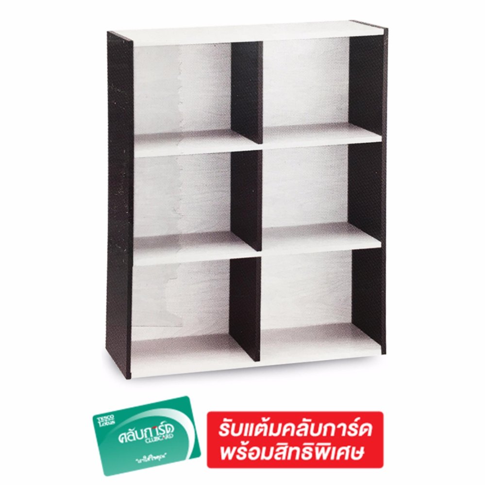 Tesco เทสโก้ ชั้นเอนกประสงค์ 6 ช่อง 80X30X90 - สีขาว/ดำ Tesco เทสโก้ ชั้นเอนกประสงค์ 6 ช่อง 80X30X90 - สีขาว/ดำ