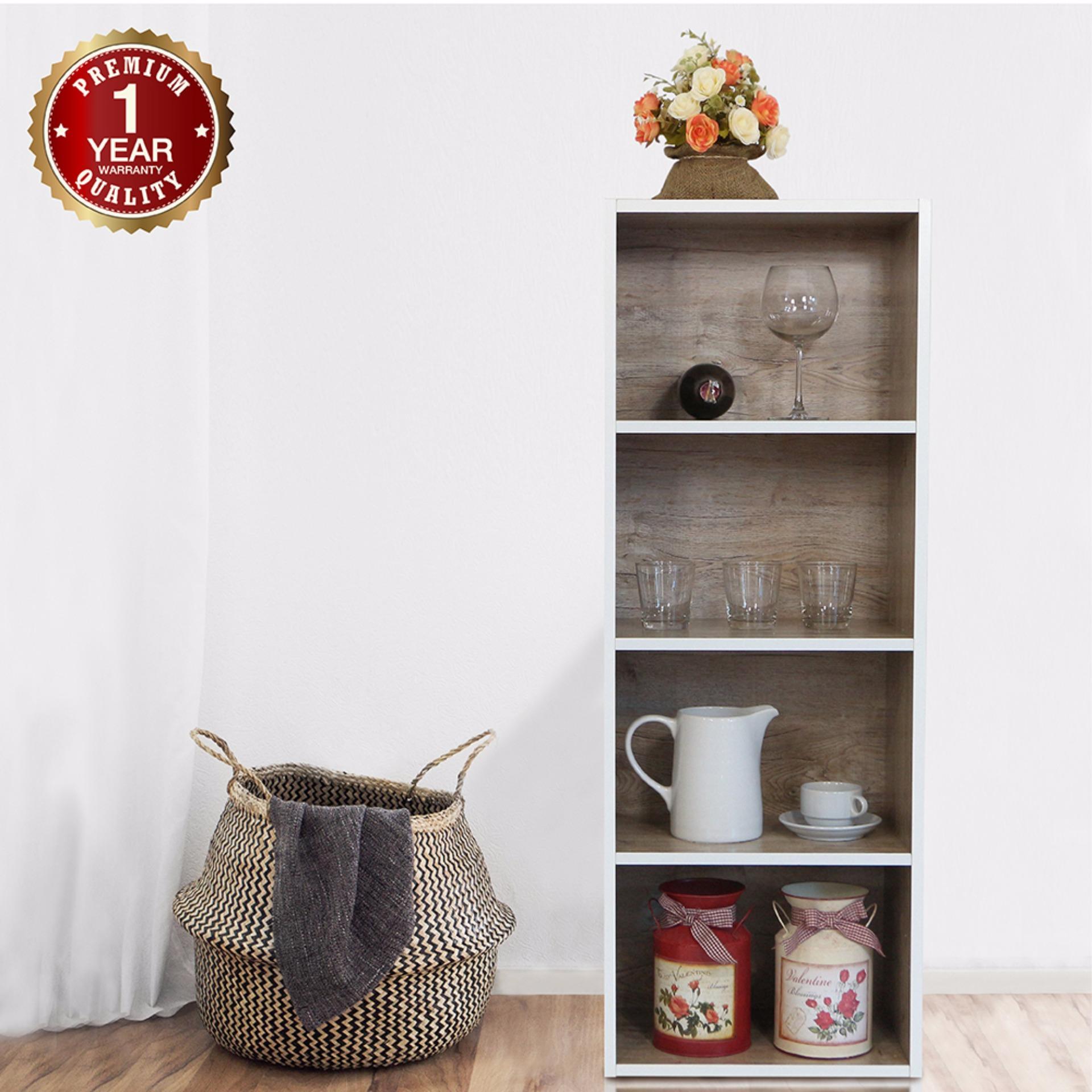 U-RO DECOR ชั้นวางของอเนกประสงค์ 4 ชั้น รุ่น i-BOX (ไอ-บ๊อกซ์) สีไวท์โอ๊ค/ขอบสีขาว U-RO DECOR ชั้นวางของอเนกประสงค์ 4 ชั้น รุ่น i-BOX (ไอ-บ๊อกซ์) สีไวท์โอ๊ค/ขอบสีขาว
